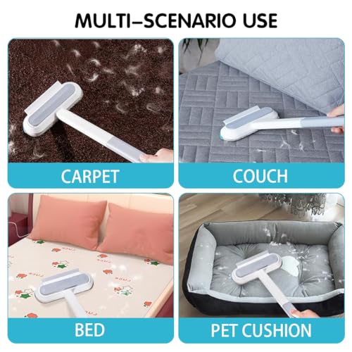 Qpets® Cat Brush Dog Comb 3 In 1 Pet Hair Remover Brush with 2 Integrated Cleaning Brushes Reusable Long Handle Pet Dust Cleaning Roller for Sofa Carpet Couch X 2 Qpets® Cat Brush Dog Comb 3 In 1 Pet Hair Remover Brush with 2 Integrated Cleaning Brushes Reusable Long Handle Pet Dust Cleaning Roller for Sofa Carpet Couch X 2